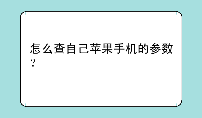 怎么查自己苹果手机的参数？