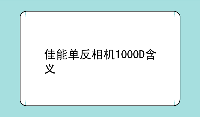 佳能单反相机1000D含义