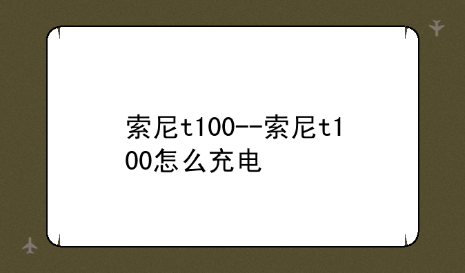 索尼t100--索尼t100怎么充电