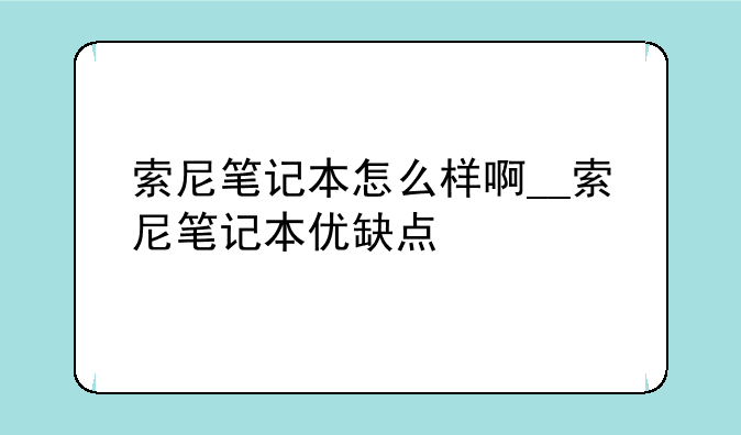 索尼笔记本怎么样啊__索尼笔记本优缺点