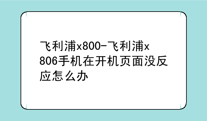 飞利浦x800-飞利浦x806手机在开机页面没反应怎么办